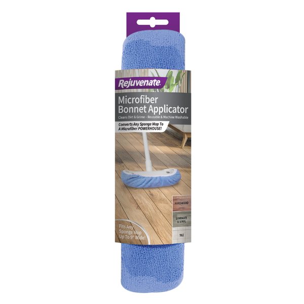 Rejuvenate Microfiber Bonnet Applicator, Fits Any Sponge Mop Head Up to 9", Washable and Reusable Microfiber Mop Pad, 1 Pack - Blue