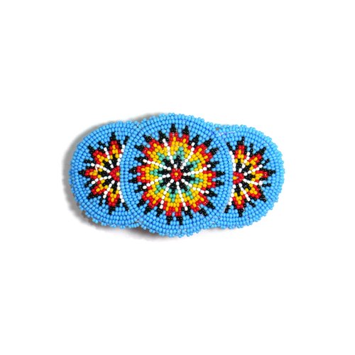 Beaded Hair Clips Native American Style Handmade Collection (Pattern 16H (Skyblue))