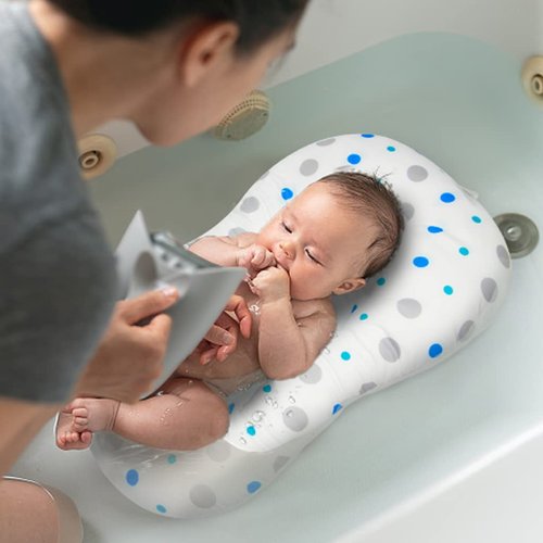 Baby Bath Mat, KAKIBLIN Baby Bath Cushion Soft Anti-Slip Bath Pad 0-6 Month Toddler Bath Pillow (Spot)