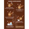 DEMMEX Thickest Copper Turkish Greek Arabic Coffee Pot Engraved Stovetop Coffee Maker Cezve Ibrik Briki with Wooden Handle & Wooden Spoon, for 3 People (Copper)