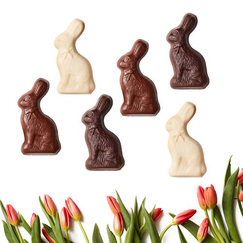 Fannie May Easter Bunnies, featuring Milk Chocolate, Dark Chocolate and White Bunnies 6 Ct, 3 oz each, Perfect Easter Basket Stuffers