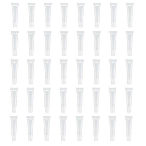 40Packs 15ML Empty Lip Gloss Tubes Clear Squeeze Lip Gloss Containers Refillable Soft Tubes Cosmetic Lip Containers for DIY Lip Gloss Balm & Travel Toiletries