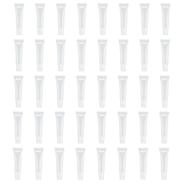 40Packs 15ML Empty Lip Gloss Tubes Clear Squeeze Lip Gloss Containers Refillable Soft Tubes Cosmetic Lip Containers for DIY Lip Gloss Balm & Travel Toiletries