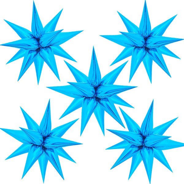 ZAKVOOR 60 Pcs Star Balloons 12 Spike Foil Explosion Party Decoration Balloons for Baby Shower Graduation Wedding Birthday (Lake Blue)
