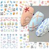 12 Sheets Ocean Water Transfer Nail Decals Cute Sea Creature Sea Shell Starfish Jellyfish Sea Turtle Summer Nail Decals Watermark Nail Designs Manicure Stickers Nail Art Accessories(15)