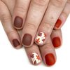 Square Press on Nails Short Fall Fake Nails Matte Autumn False Nails with Maple Leaf Designs Cute Acrylic Nails Press ons Fall Leaf Glue on Nails Reusable Stick on Nails for Women Girls 24Pcs