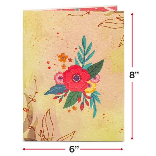 Frndly by Paper Love Flower Box Pop Up Card, Handmade 3D Popup Cards For All Occasions, Thank You, Just Because,100% Recycled and Eco-Friendly, 8"x6" Cover,Includes Envelope and Removable Note Card