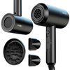 SHRATE Hair Dryer with Diffuser and 2 Nozzles-1800W Blow Dryer for Styling and Travel with Negative Ion Technology, Constant Temperature Hair Care, 3 Heat/2 Speed Settings-Ideal for Curly Hair(Black)