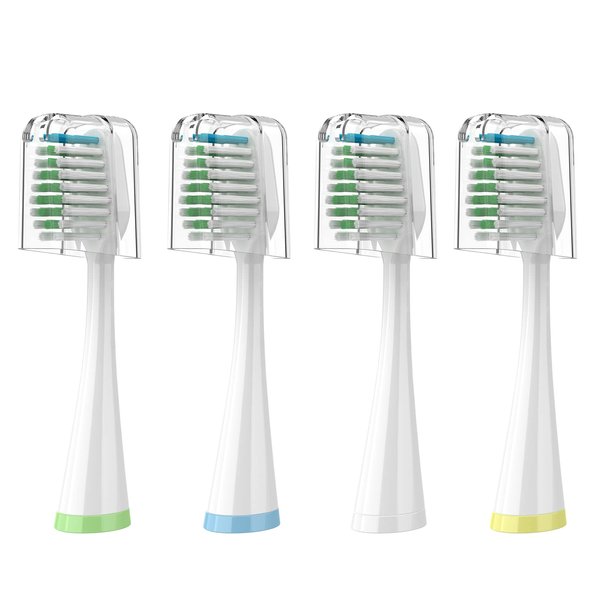 Replacement Brush Heads for Smile Bright Platinum Sonic Electric Toothbrush, Soft Bristles, 4-Pack, with Covers