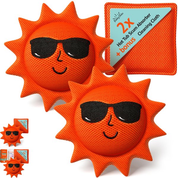 BubbyShine, Hot Tub Scum Absorber for Spa Hot Tub Cleaner - Hot Tub Accessories for Adults, Hot Tub Scum Sponge for Hot Tub Oil Absorbing Sponge for Hot Tub, Hot Tub Sponge Scum Remover, 2 Pack
