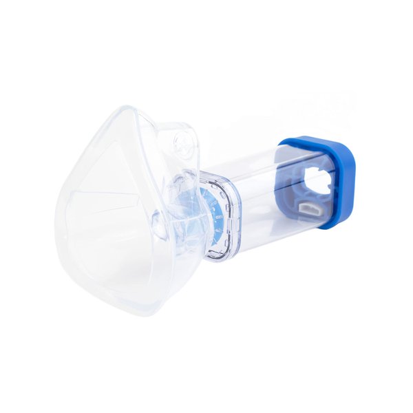 Inhaler Spacer for Adults, Aerochamber Spacer with Comfortable Adult Face Mask, Spacer for Inhaler & MDI, Improves Pump & Aeroflow Chamber Delivery for Asthma, Blue