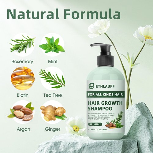 Rosemary Shampoo for Thinning Hair - Vegan Volumizing Shampoo for Fine Hair with Biotin and JOJOBA Oil, Hair Growth Shampoo For Hair Loss- Free from Sulfate, Silicone, and Paraben 11.8 oz