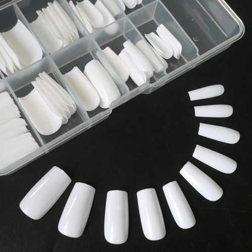Lifextol 120pc Square Press on Nails Medium Long Ballerina Fake Nail Full Cover Artificia Acrylic False Nail Art Square Fingernails for Beginner Women and Girls Manicure(White）