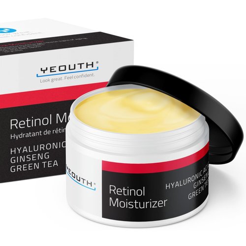 YEOUTH Retinol Cream for Face, Retinol Face Cream for Women and Men with Hyaluronic Acid and Green Tea, Night Moisturizer for a Smoother Appearance 2oz