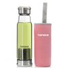 TOPOKO 18.5 Ounce Top Level Quality Stylish Environmental Borosilicate Glass Water Bottle With Nylon Sleeve - Tea Infuser Bottle Eco-Friendly Ideal Gift for Parents Friends (Pink)
