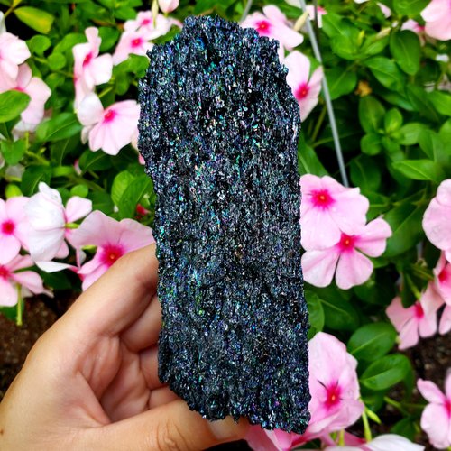 Sublime Gifts Carborundum Silicon Carbide rainbow Mineral Specimen - crystal Healing Reiki Stone metaphysical free formed chakra - carborundum - piece #55