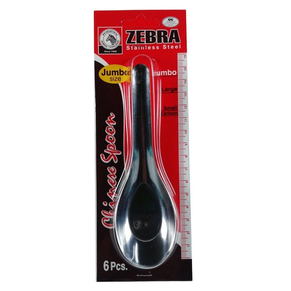 Zebra Spoon Jumbo Size Stainless Steel Thai Chinese Asian Spoon Chinese Spoons Soup Spoons (6 Counts)