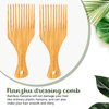 2Pcs Hair Pick Comb for Curly Hair Bamboo Hair Pick Beard Pick Comb Afro Hair Picks No Frizz Wide Tooth Comb Hair Picks for Men Lift Detangle Hair Comb