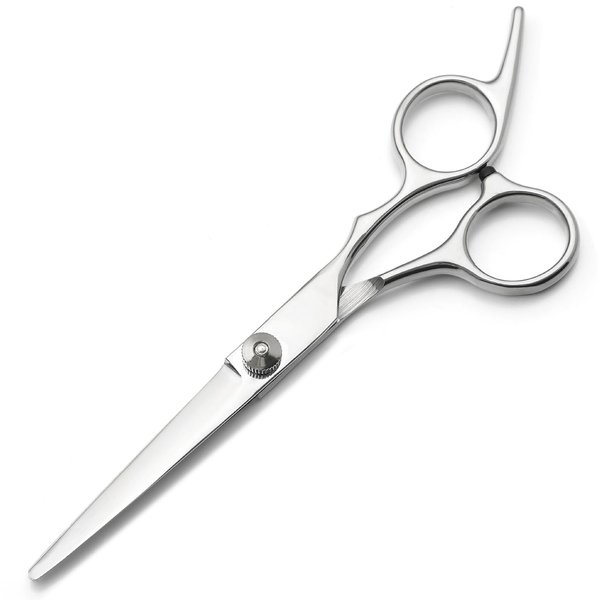 6 Inch Professional Straight Hair Cutting Scissors Stainless Steel Sharp Shears for Salon and Home Use, Comfortable Grip for Men and Women - Silver