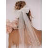 Earent Bridal Hair Bow Veil with Pearl White Wedding Hair Piece Bows Tulle Hair Clip Bachelorette Party Hair Accessories Bride Shower Gift for Women Girls (A-White 1)