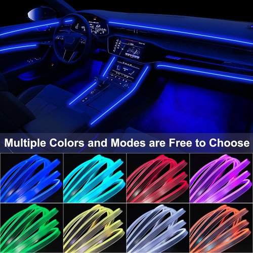 Car LED Strip Lights, LEDCARE 9 in 1 RGB Car Interior Lights with APP & Remote Control, 16 Million Colors Ambient Lighting Kit with 5 Fiber Optic LED Strips & 4 Under Dash Lights, Sync to Music