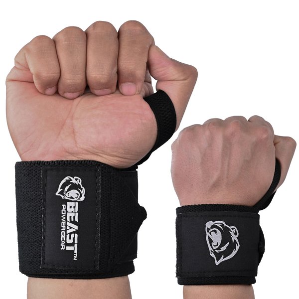 Beastpowergear Wrist Wraps |Competition Grade|18 Inch Professional Quality Provides Additional Wrist Support During Weightlifting, Powerlifting, Strength Training. (Solid Black, 18")