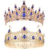 2 Pcs King and Queen Crowns Set King Crowns for Men Royal Crown with Black Rhinestone Crystal Crowns for Women Princess Crown Tiara Costume Headwear for Wedding Homecoming Party Decorations