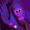 Jastli 4 Sheets Glow in The Dark Temporary Tattoos for Kids Adults Waterproof Neon UV Blacklight Body Face Flash Fake Tattoo Stickers Rave Party Supplies (Multicolor-2)