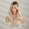 MAGQOO Blonde Wig for Women Long Curly Wavy Ombre Blonde Wigs Dark Roots Two Tones Synthetic Heat Resistant