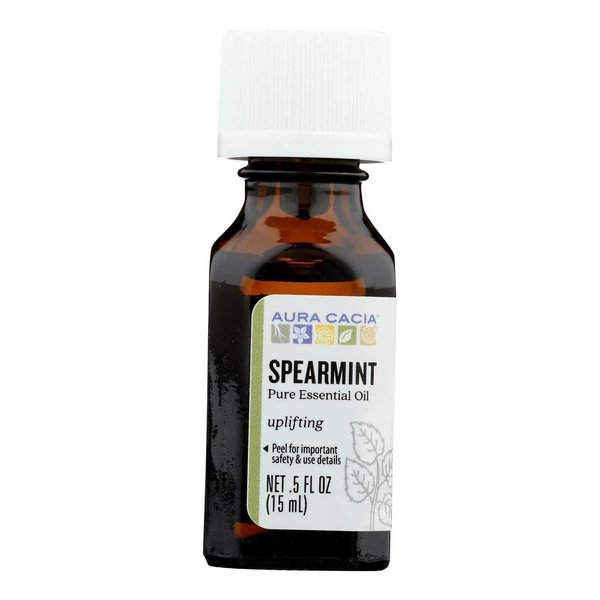 Aura Cacia Spearmint Essential Oil | GC/MS Tested for Purity | 15ml (0.5 fl. oz.)