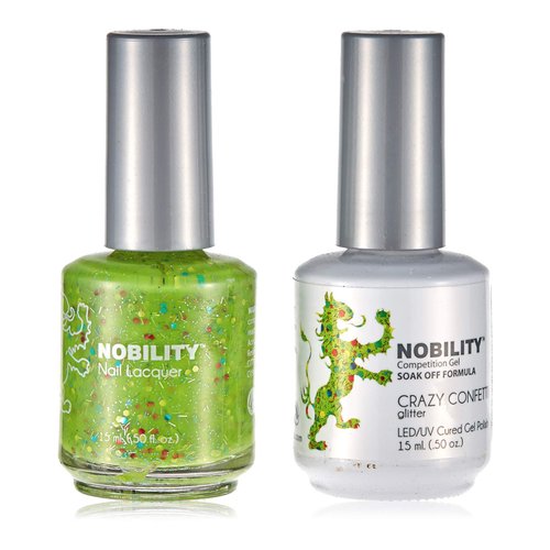 LeChat Nobility – Gel Polish & Nail Lacquer Set - Glitter Collection - 0.5oz (Crazy Confetti NBCS108)