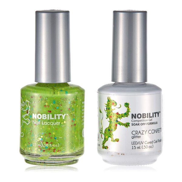 LeChat Nobility – Gel Polish & Nail Lacquer Set - Glitter Collection - 0.5oz (Crazy Confetti NBCS108)