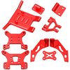 ShareGoo Aluminum Front Bumper Shock Tower Mount Rear Wing Compatible with WLtoys 144001 144010 124016 124017 124018 124019 RC Car Upgrade Parts (Red)
