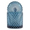 Sizikato Diamond Faceted Crystal Glass Candy Jar with Lid, Blue Decorative Jar, Jewelry Box, Cotton Swab Storage Holder.