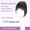EBENK Clip in Bangs-100% human hair Brown Black French Bangs in hair pieces, Fake Bangs Hair Clip, Easy Hair Extensions for women, Clip on Bangs Curved Bangs for Daily Wear