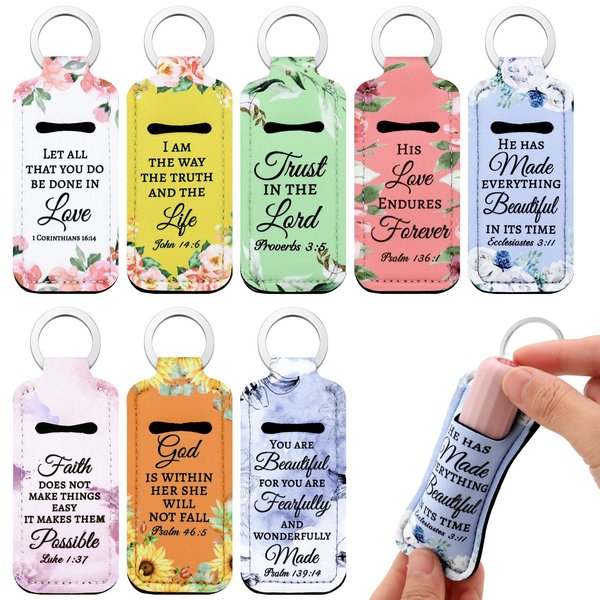 Ecation 72 Pcs Lipstick Holder Bulk Lipstick Holder Keychain Inspirational Lip Gloss Pouch Portable Holder(Bible)