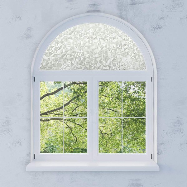 PROTINT WINDOWS Precut Pattern Texture Arched Window Film Shade, Self Adhesive Static Cling, 27 inches Diameter