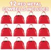 ArtCreativity 3 Inch Red Metal Cowbell Noisemakers - Pack of 12 - Loud Metal Cowbell Noise Makers with Handles, Great for Football Games, Sporting Events, New Year’s Eve, for Kids and Adults