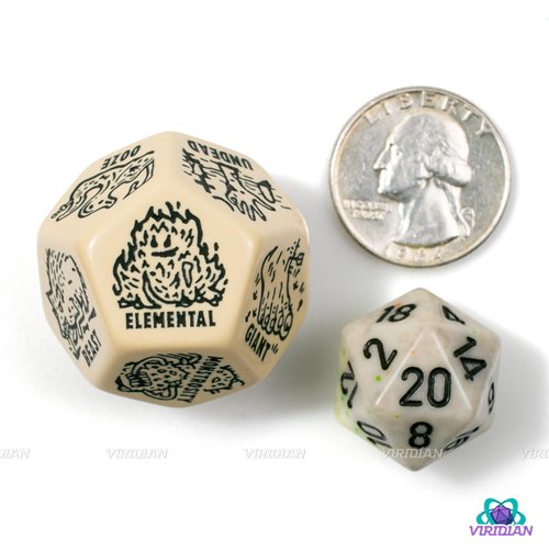 DND Generator Dice Set Random Encounter Dungeon Monster Treasure Trap Dungeons and Dragons DM Game Aide (Bone)