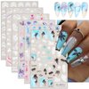 Summer Nail Art Stickers Ocean Nail Art Decals 3D Self-Adhesive DIY Nail Sticker Palm Tree Sea Beach Cloud Jellyfish Starfish Nail Supplies for Women Girls Nail Decoration Accessories 6 Sheets