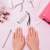 Mini UV LED Nail Lamp for Gel Nails with 9 LED and Nail Cuticle Pusher Portable Gel LED UV Nail Lamp Stainless Steel Manicure Tool with 2 Pieces Nail Files for Girl Woman Home (Silver)