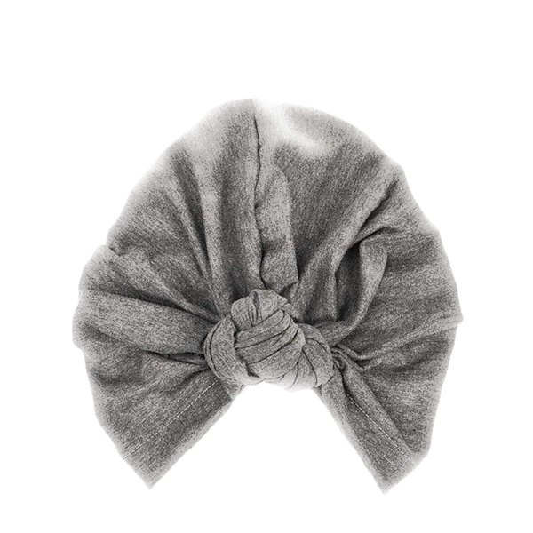 Women Turban Pre Tied Top Knot Flower Decor Head wrap Hair Accessories (Dark Grey)