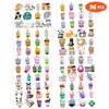 96 PCS Boba Bubble Milk Tea Temporary Tattoos Stickers Theme Birthday Party Decorations Supplies Favors Decor Cute Tattoo Sticker Gifts for Kids Boys Girls Classroom Rewards Prizes Christmas Carnival