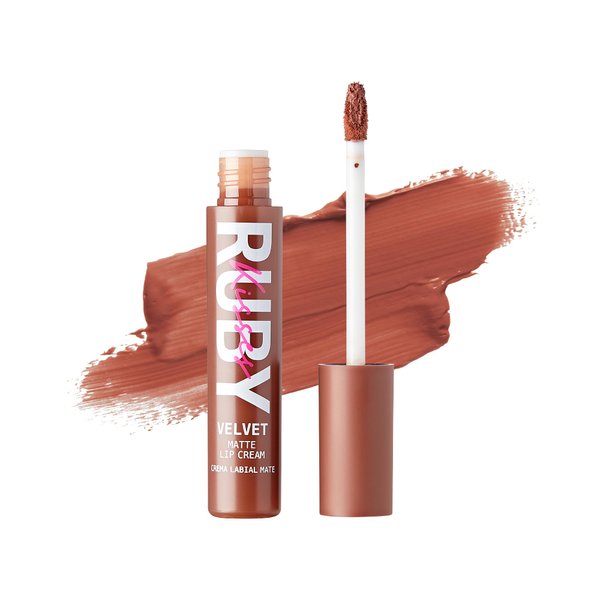 Ruby Kisses Velvet Lip Gloss, Matte Finish Lipstick, Rich Color, Long Lasting Lip Stain, Light Weight, Nourishing Hydration, High Pigment Lip Tint (WARM KISS)