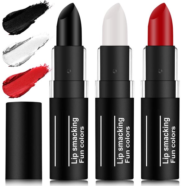 WENJLYJ 3 PCS Face Body Paint Stick,Sports Eye Black Baseball Stick Professional Eyeblack Face Paint Halloween SFX Goth Makeup for Sports Clown Festival Cosplay Costume（White+Black+Red）