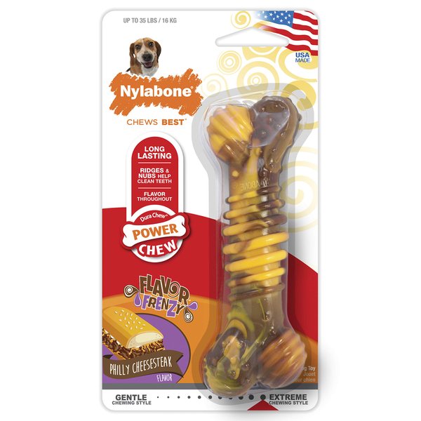 Nylabone Flavor Frenzy Power Chew Dog Toy Philly Cheesesteak Medium/Wolf (1 Count)