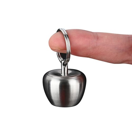 NHDT HN02 Stainless Steel Keychain Pill Holder, Apple Pendant Design, Portable Waterproof Pill Box Container for Purse or Pocket or Necklace, Mini EDC Pill Case for Outdoor Travel.