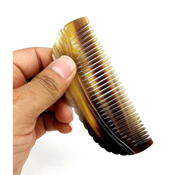 5MOONSUN5's Ox Horn Comb Premium Quality 100% Handmade Anti Static Natural Fine Horn Pocket Comb Without Handle- Professional Detangling Massage Fine tooth Comb A Great Gift - (4.5inch)