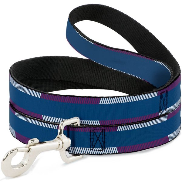 Dog Leash Hash Mark Stripe Turquoise Fuchsia White 4 Feet Long 1.5 Inch Wide