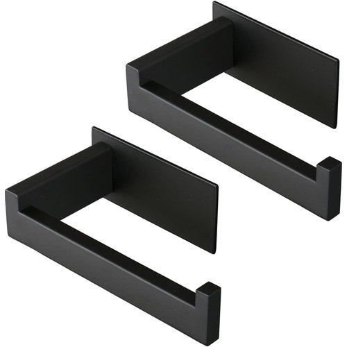 Vanloory Toilet Paper Holder, Self Adhesive Tissue Holder Stainless Steel Rustproof Paper Roll Holder, No Drilling Easy to Install, Toilet Paper Rack Suitable for Office, Bathroom (2, Matte Black)